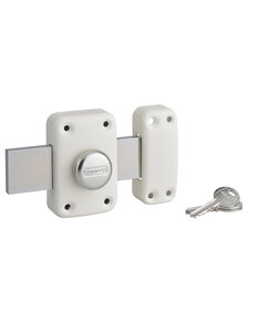 THIRARD - Verrou à bouton Apache pour porte de garage  cylindre 40mm  pêne 160mm  acier  3 clés  époxy or - THIRARD