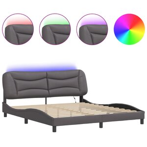 vidaXL Cadre de lit avec LED sans matelas Hvar gris 180x200 cm