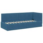 vidaXL Cadre de lit d'angle avec matelas 2 pc Bleu 80 x 200 cm Velours