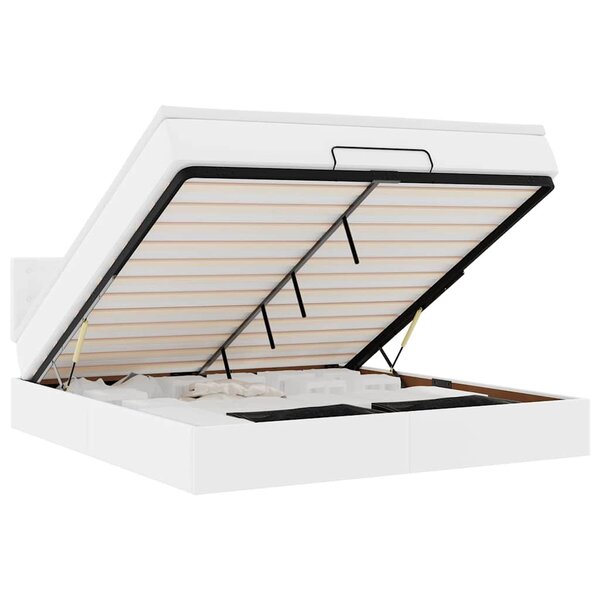 vidaXL Lit ottoman avec matelas & LED blanc pur 180x200cm similicuir