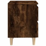 vidaXL Table de chevet avec pieds en bois Chêne fumé 40x35x50 cm