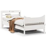 vidaXL Cadre de lit avec tête de lit blanc 90x190cm bois de pin massif