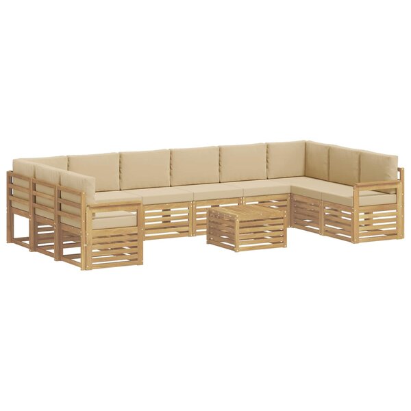 vidaXL Ensemble de canapés d'extérieur 8 pc Blanc et Beige Polyester