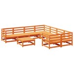 vidaXL Salon de jardin 9 Pièces marron cire bois de pin massif
