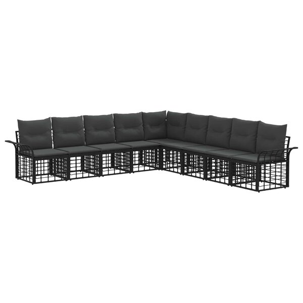 vidaXL Ensemble de canapés d'extérieur 9 Pièces Noir et Gris foncé