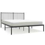 vidaXL Cadre de lit métal sans matelas avec tête de lit noir 150x200cm