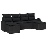 vidaXL Ensemble de canapé de jardin 6 pièces avec coussins en poly rattan noir