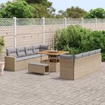vidaXL Ensemble de canapé de jardin 11 Pièces Beige polyrotin