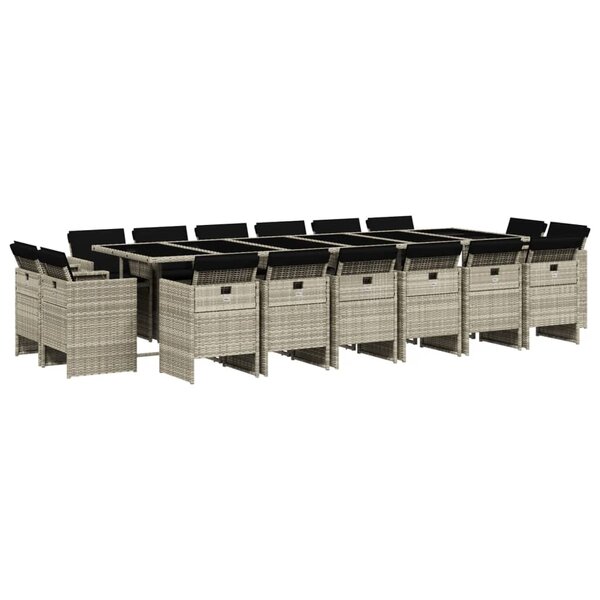 vidaXL Ensemble à manger de jardin et coussins 17 Pièces gris clair rotin