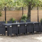Ensemble de salle à manger de jardin 13 pièces avec coussins en poly rattan anthracite