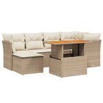 vidaXL Salon de jardin avec coussins 7 Pièces beige résine tressée