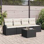 vidaXL Ensemble de canapé de jardin 5 Pièces Noir 55 x 55 x 37 cm