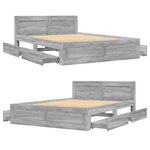 vidaXL Cadre de lit et tête de lit sans matelas sonoma gris 140x200 cm