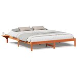 vidaXL Cadre de lit avec tables de chevet Marron Marron cire