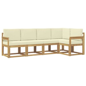 vidaXL Ensemble de canapés d'extérieur 5 Pièces Blanc et crème