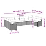 Ensemble de canapé de jardin vidaXL 10 pièces avec coussins en poly rotin noir