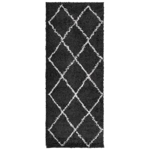 vidaXL Tapis shaggy à poils longs moderne noir et crème 80x200 cm