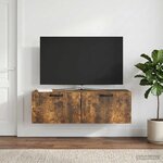 vidaXL Meuble TV mural Chêne fumé 98 x 31 x 30 cm Bois d'ingénierie