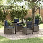 vidaXL Set de Salle à Manger de Jardin 5 Pièces en Rattan Poly Gris