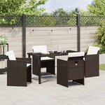 vidaXL Ensemble de salle à manger pour jardin 5 Pièces Marron Poly rotin
