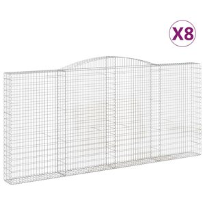 vidaXL Paniers à gabions arqués 8 Pièces 400x30x180/200 cm Fer galvanisé