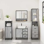 vidaXL Ensemble de meubles de salle de bain 3 Pièces Sonoma gris
