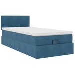vidaXL Cadre de lit ottoman avec matelas bleu foncé 90x200 cm velours