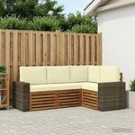 vidaXL Ensembles de canapés avec coussin 4 Pièces Bois d'Acacia Massif