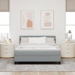 vidaXL Lit à ressorts avec matelas et lumière LED Gris clair 160x200 cm Tissu