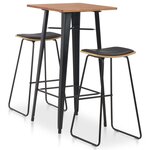 vidaXL Mobilier de bar 3 Pièces Acier Noir