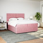 vidaXL Sommier à lattes de lit avec matelas Rose 200x200 cm Velours