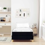 vidaXL Lit à ressorts Noir  Marron 100 x 200 cm Tissu  Bois Engineered