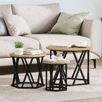 vidaXL Table d'appoint empilable 3 Pièces chêne artisanal 53 x 53 x 40 cm