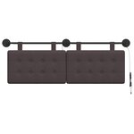 vidaXL Tête de lit suspendue Avec lumière LED Marron foncé Tissu