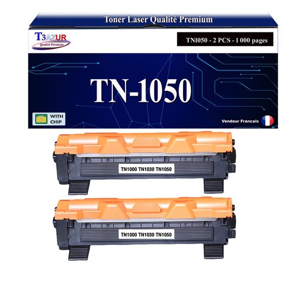 T3AZUR - 2x Toners compatibles avec Brother TN1050 pour Brother MFC1810  MFC1910  MFC1910W - 1 000 pages