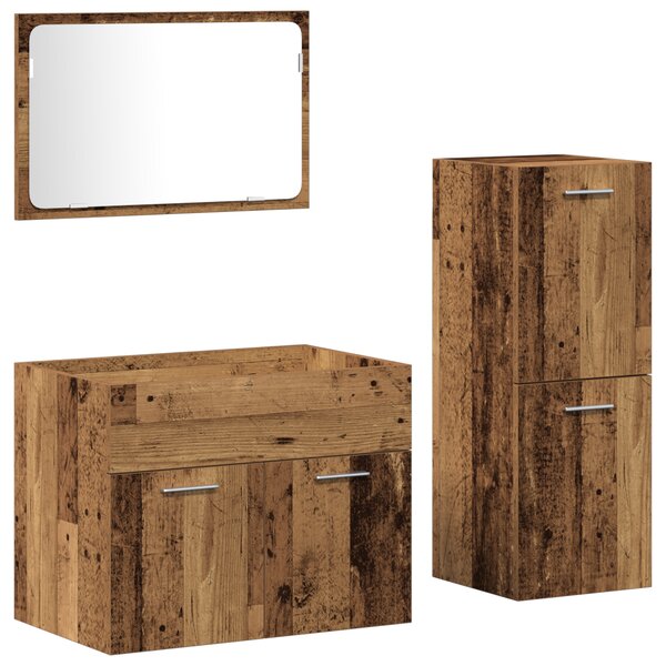 vidaXL Ensemble de meubles de salle de bain 3 pièces en bois ancien et bois d'ingénierie