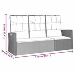 vidaXL Banc de jardin inclinable et coussins gris 173cm résine tressée