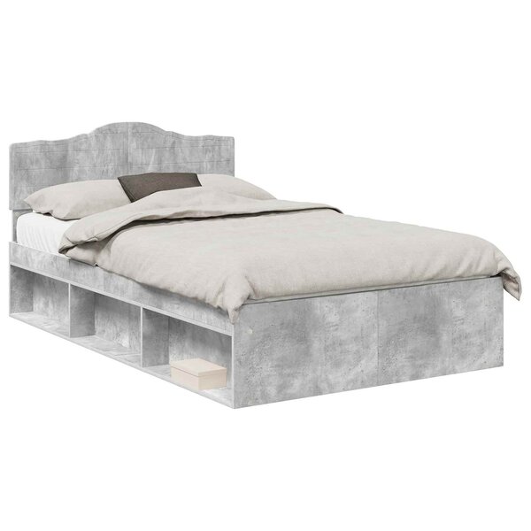 vidaXL Cadre de lit Béton 120 x 190 cm Bois de pin massif