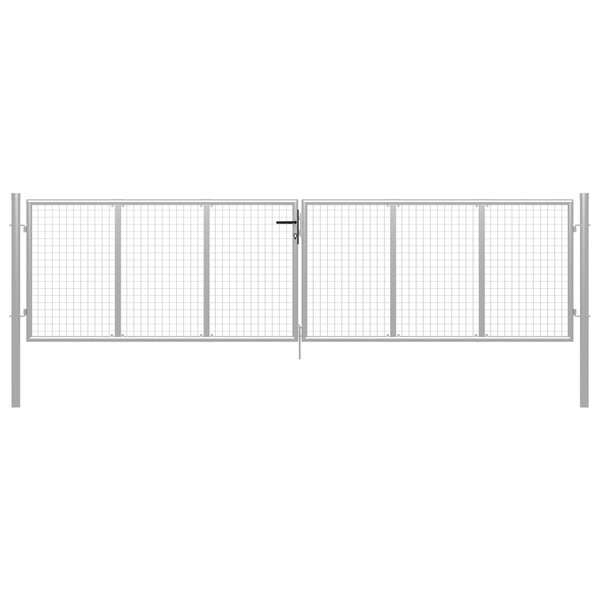 vidaXL Porte de jardin Acier galvanisé 415x150 cm Argenté