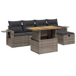 vidaXL Salon de jardin 6 Pièces avec coussins gris résine tressée