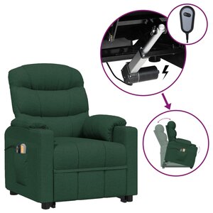 vidaXL Fauteuil de massage Vert foncé Tissu