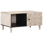 vidaXL Table basse Blanc 80 x 50 x 40 cm Bois de mangue massif