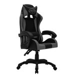 Chaise fauteuil siège pivotante de bureau informatique étude de jeux vidéo avec LED RVB et similicuir gris 02_0024206