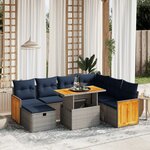 vidaXL Salon de jardin 8 Pièces avec coussins gris résine tressée