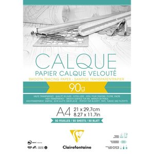 Bloc calque supérieur encollé A4 50 Feuilles CLAIREFONTAINE