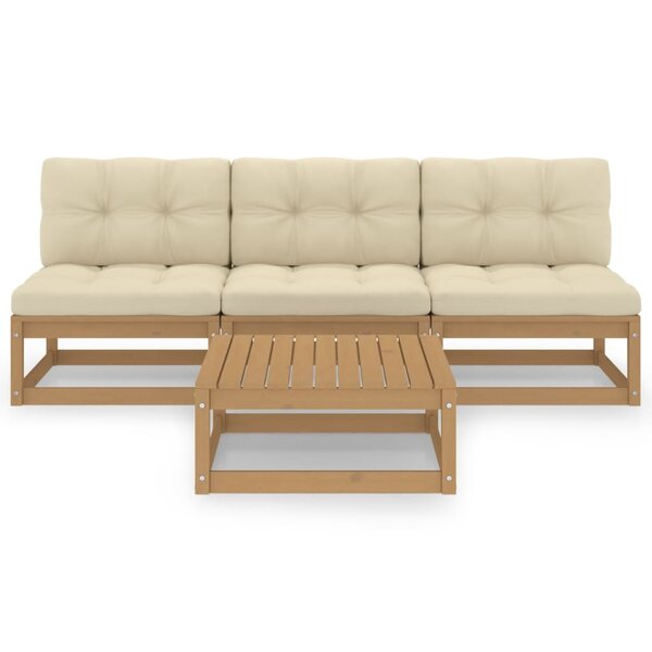 Salon de jardin meuble d'extérieur ensemble de mobilier 4 pièces avec coussins bois de pin massif 02_0016111
