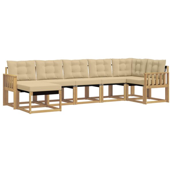 vidaXL Ensemble de canapés d'extérieur 7 pc Blanc et Beige