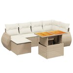 vidaXL Salon de jardin avec coussins 7 Pièces beige résine tressée