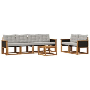 vidaXL Ensemble de canapés d'extérieur 7 pc Naturel et gris clair