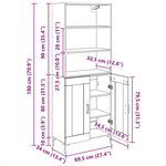 vidaXL Haut Armoire Chêne noir 69 5 x 34 x 180 cm Bois d'ingénierie